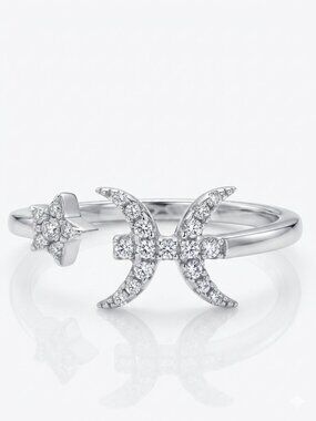 Pisces Zodiac Ring - 925 Sterling Silver